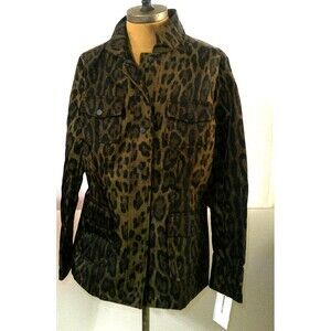 New NWT $595 Jane Post Women's Leopard Nylon Safari Jacket Rain Coat M Italy